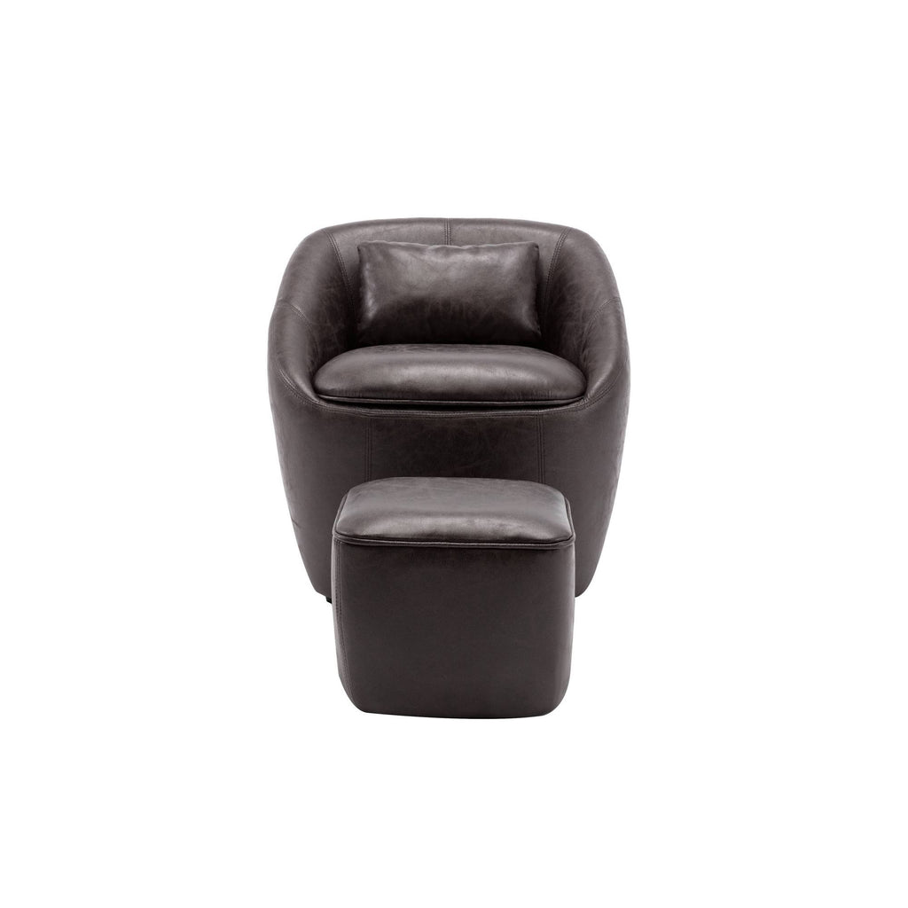 Barrel Chair with Storage Seat and Ottoman - Black E1977