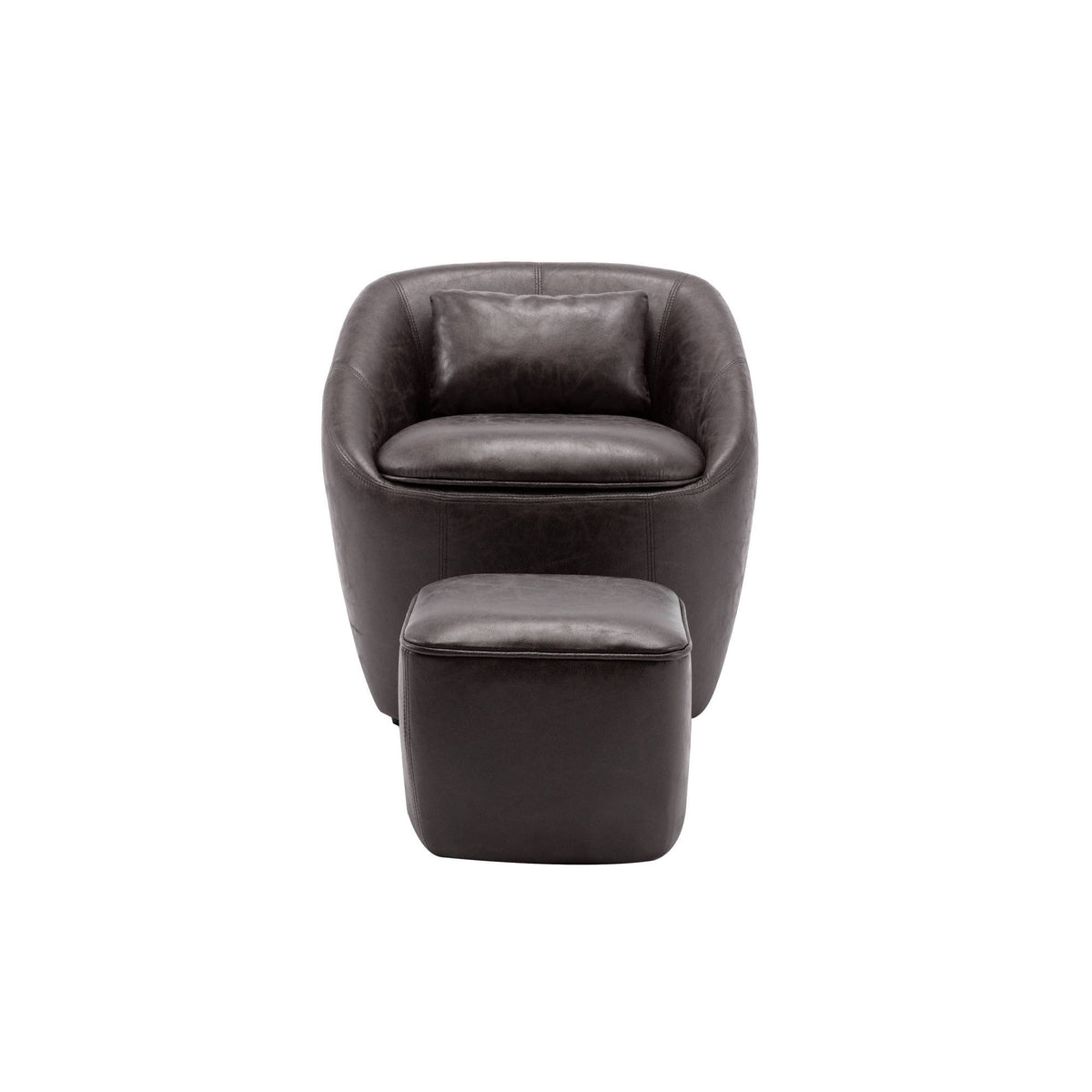 Barrel Chair with Storage Seat and Ottoman - Black E1977