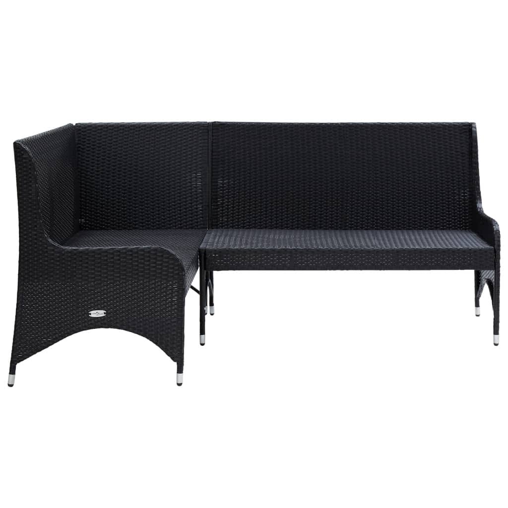 Black Poly Rattan Garden Corner Sofas 2 Pcs K829