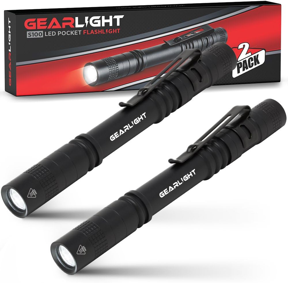 2 Small LED Pocket Flashlights with Clip H7010