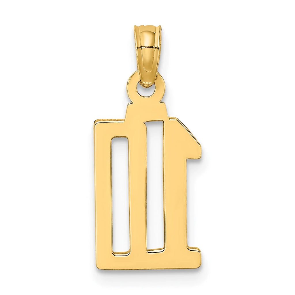 10K Yellow Gold Number 10 Pendant Charm with 14K Yellow Gold Rope Chain Necklace 18'' Q321