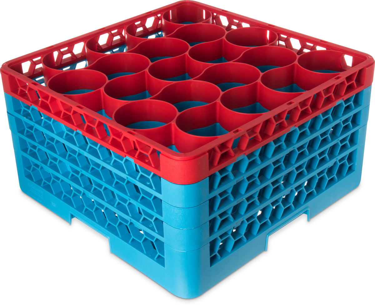 20-Compartment Dishwasher Glass Rack with Color-Coded Extenders T4984
