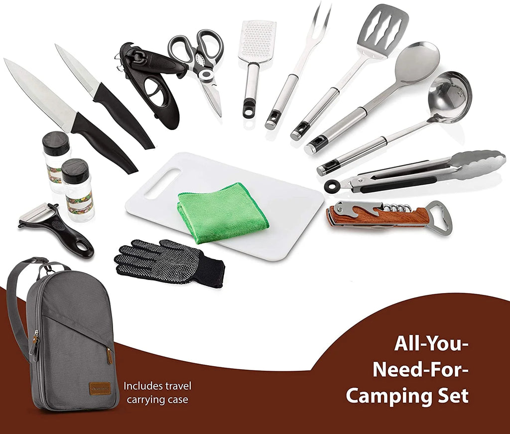 Portable BBQ Camp Kitchen Cooking Utensil Organizer Travel Set F352