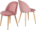 Pink Velvet Accent Chairs with Metal Legs, Set of 2 B98449