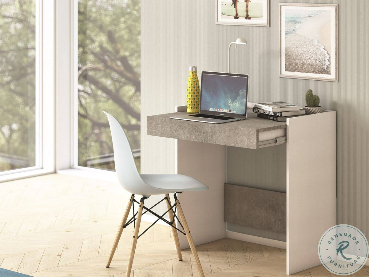 White Wood Grain and Gray Melamine Office Desk S581