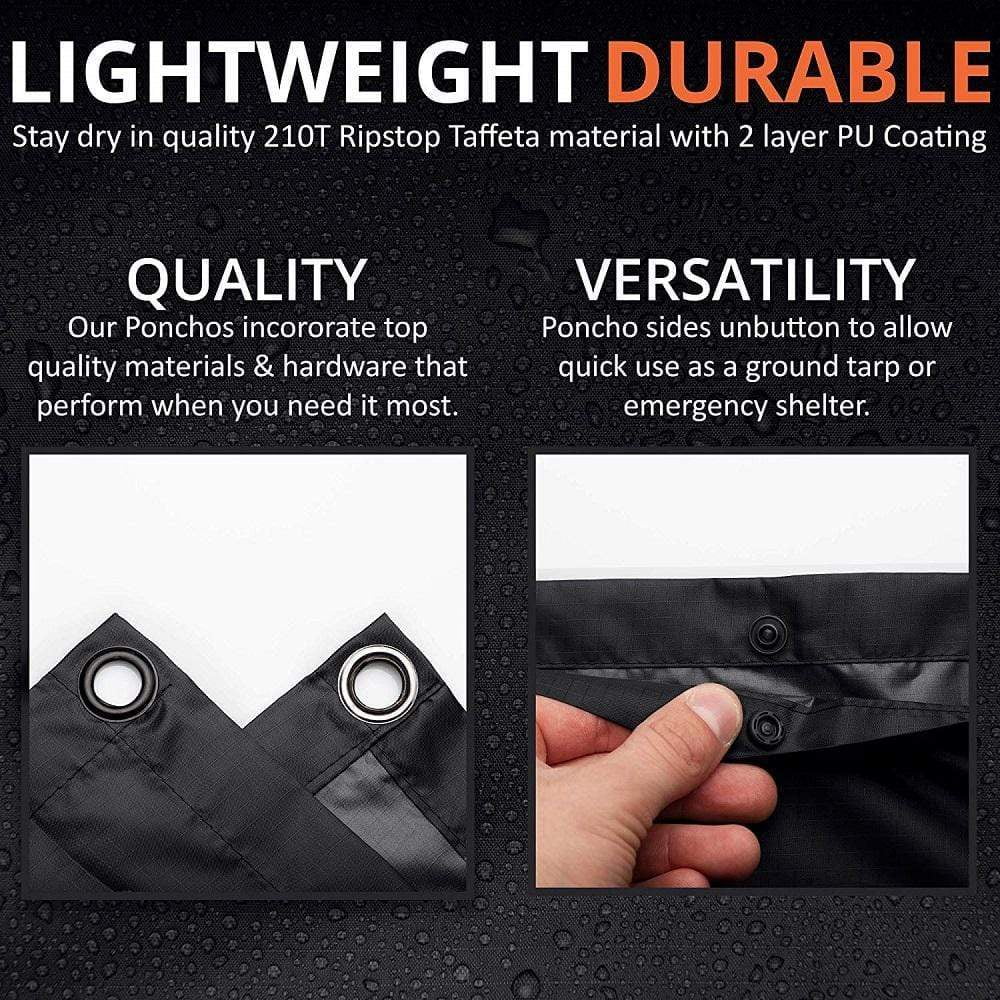 Reusable Rain Poncho, One Size 54" x 48" W86071