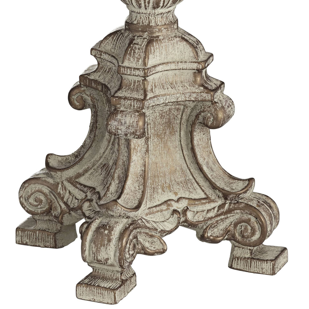 Crystal Antique White Candlestick Table Lamp with Beige Bell Shade R88300