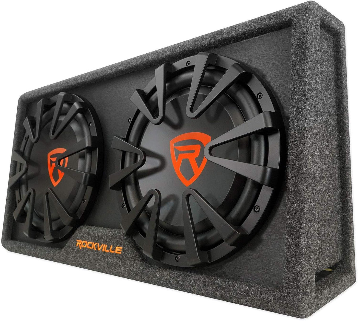 Dual 12 inches Slim Vented Powered Car Subwoofer Enclosure 2000 Watt W6671