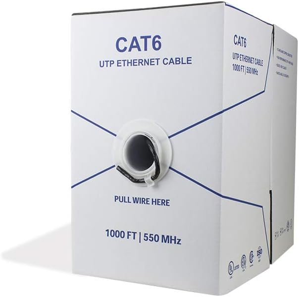 Cat6 Riser 1000ft 23AWG 4 Pair Solid Bare Copper UTP Bulk Ethernet Cable Blue Q877