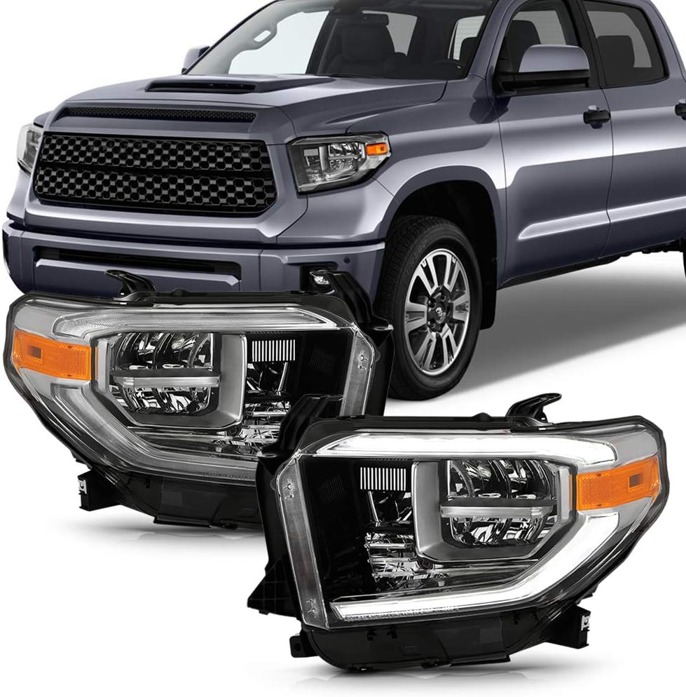 Smoked Chrome Housing LED DRL LED Headlights Headlamps Assembly Pair M401