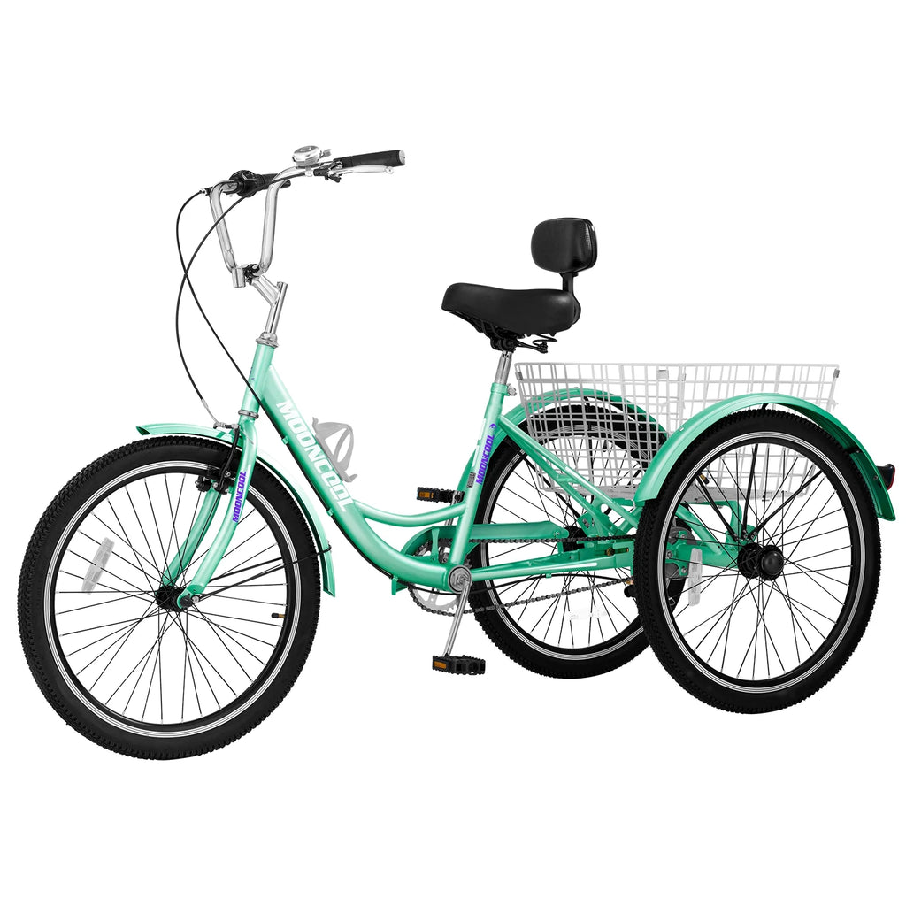 Adult Tricycles Single Speed 24 inch Three Wheel Bike Cruiser Trike with Low-Step Through Frame Large Basket V941769