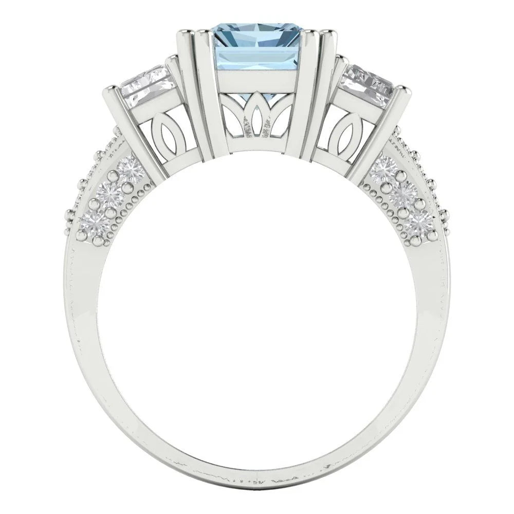 18k White Gold Simulated Diamond Three-Stone Ring L55197