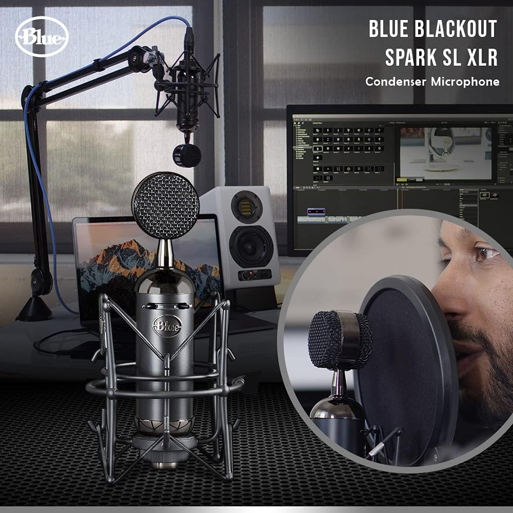 Blue Blackout XLR Large-Diaphragm Cardioid Condenser Microphone with Shockmount & Case Q88736
