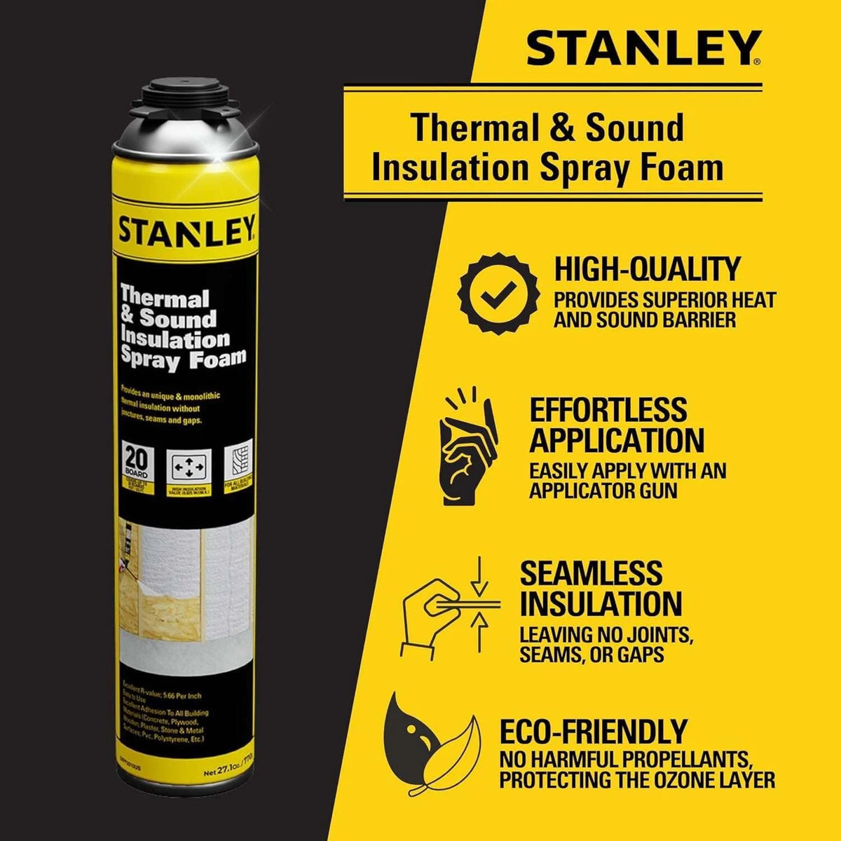 Closed Cell Spray Foam Insulation Kit, 480 Board Feet, 27.1 oz, 24 Pack U367