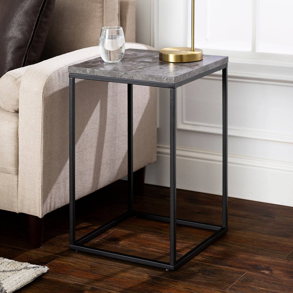 Dark Concrete Square Side Table Q6852