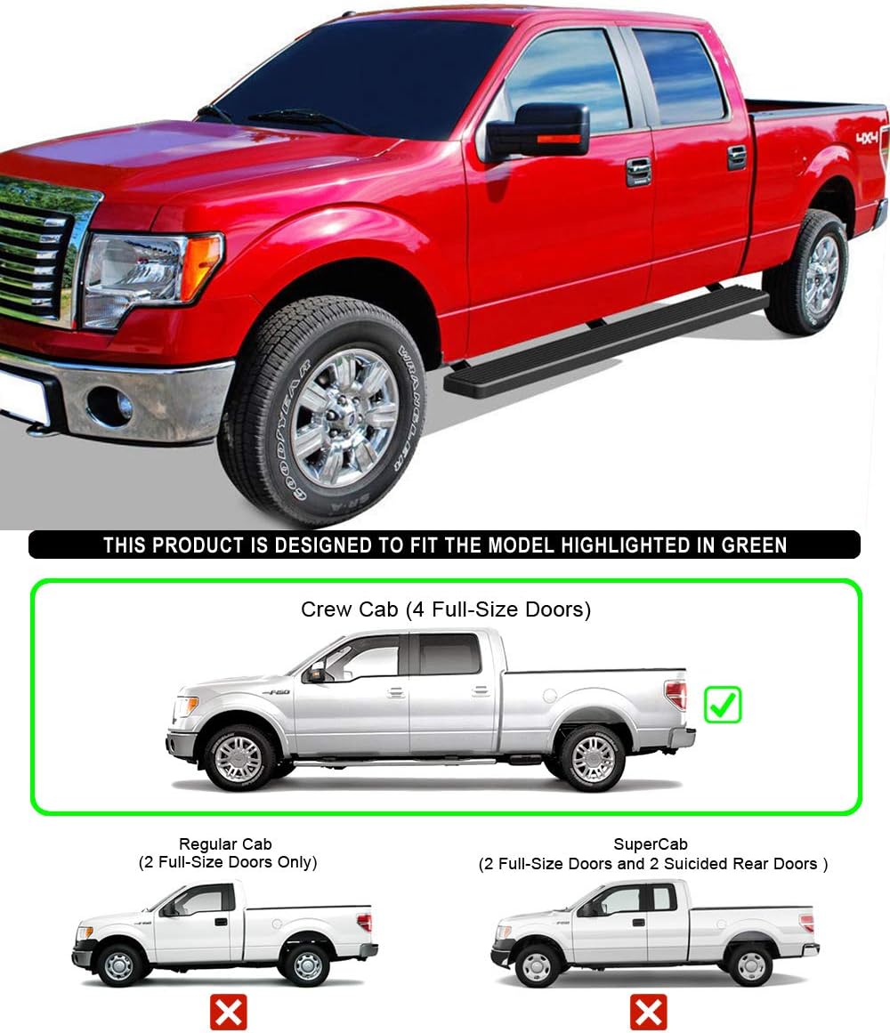 6in Black Running Boards F66563