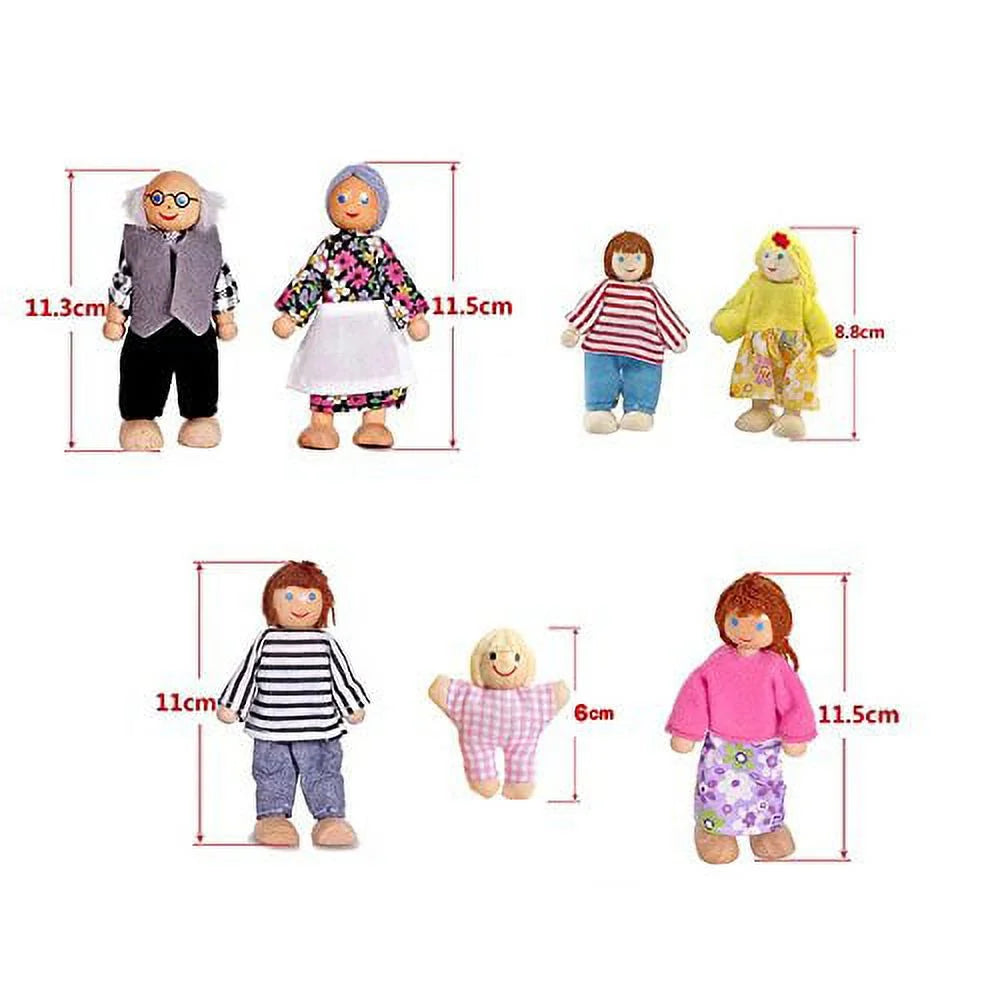 Wooden Dolls Playset Set of 7-Piece E38473