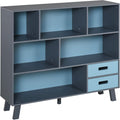 3-Tier Dark Blue Bookcase with Drawers Z786052