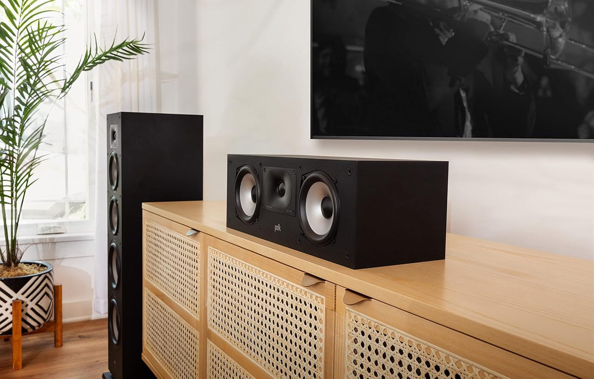 Compact Center Channel Speaker with 1 Terylene Tweeter and Dual 5.25 Woofer, Midnight Black B3861