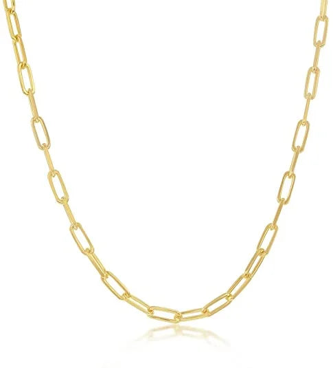Sterling Silver Gold Plated Paperclip Chain Necklace, 1.8mm, 16.0" Y5513