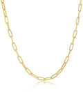 Sterling Silver Gold Plated Paperclip Chain Necklace, 1.8mm, 16.0" Y5513