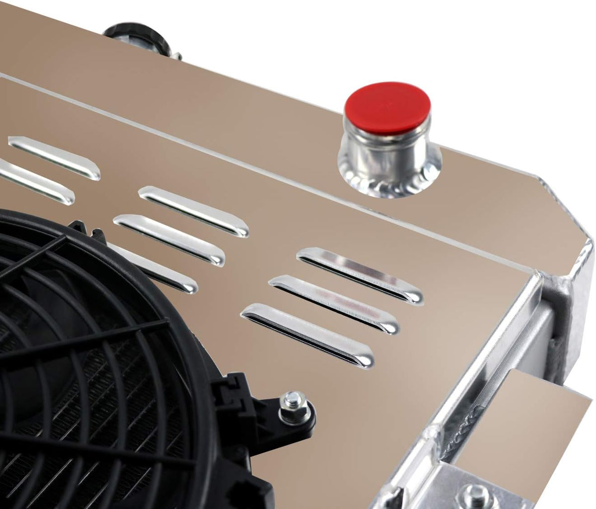 4 Row Core Radiator with 2 X 12" Fan Shroud and Relay for Jeep CJ Series L6 V8 Q6112