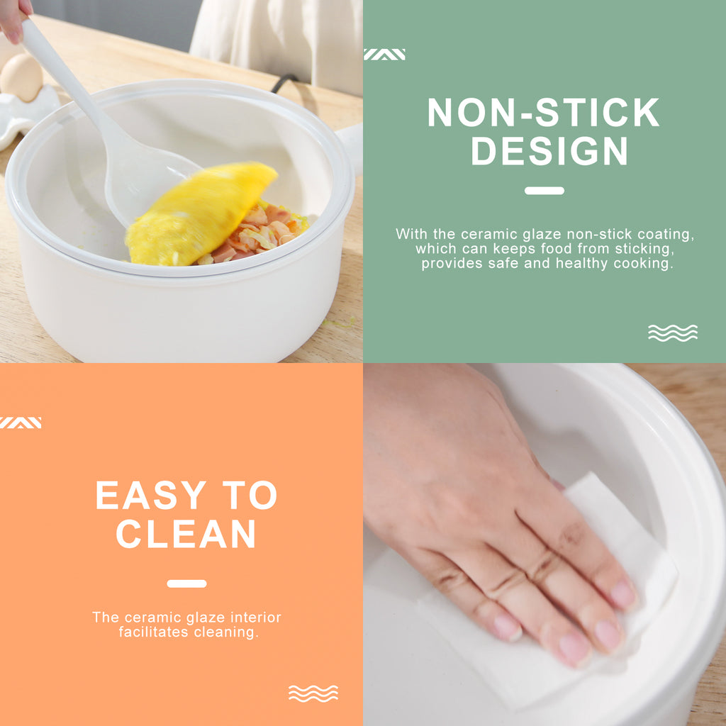 Non-Stick Electric Hot Pot with Strainer, 2.64 Quart, White U58738