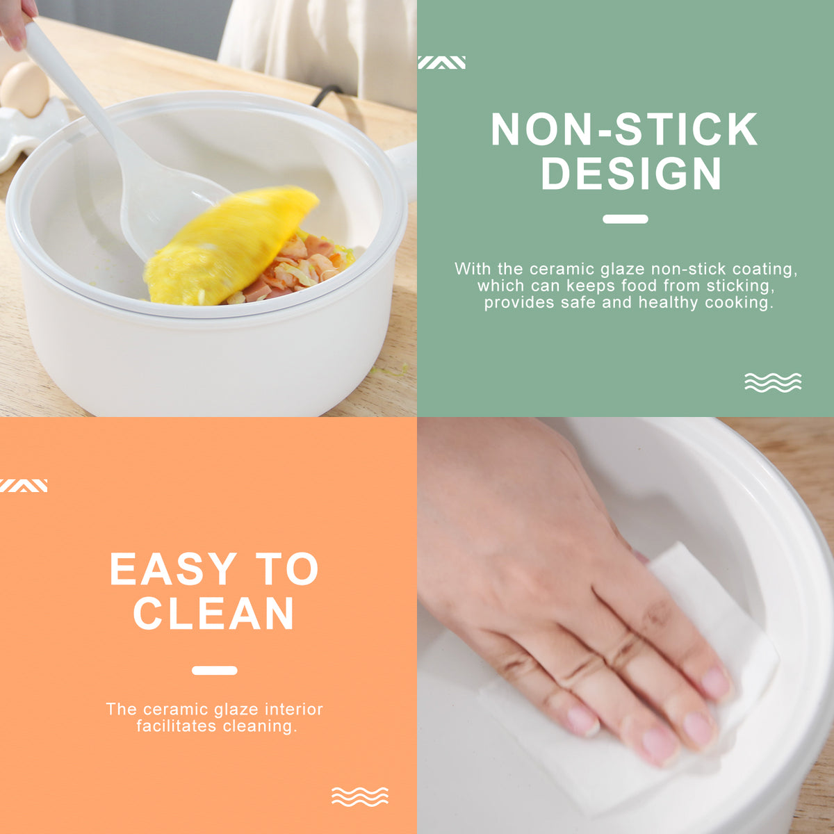 Non-Stick Electric Hot Pot with Strainer, 2.64 Quart, White U58738