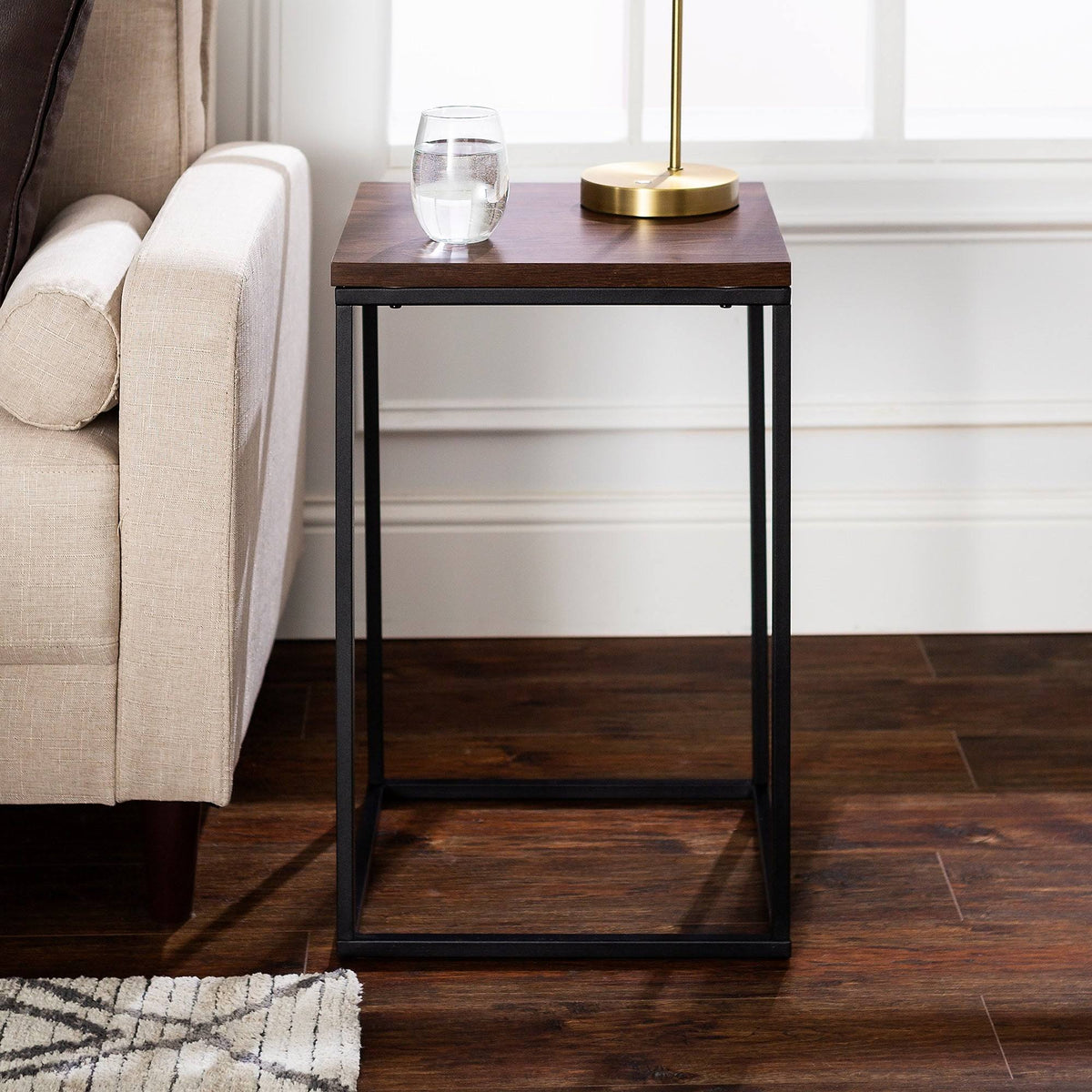 Dark Concrete Square Side Table Q6852