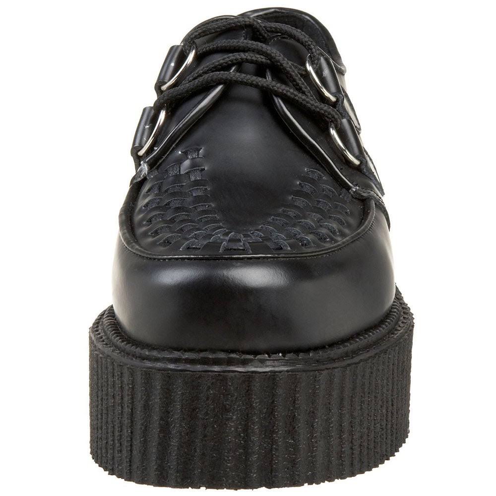 Black Leather Creeper Shoes V15007