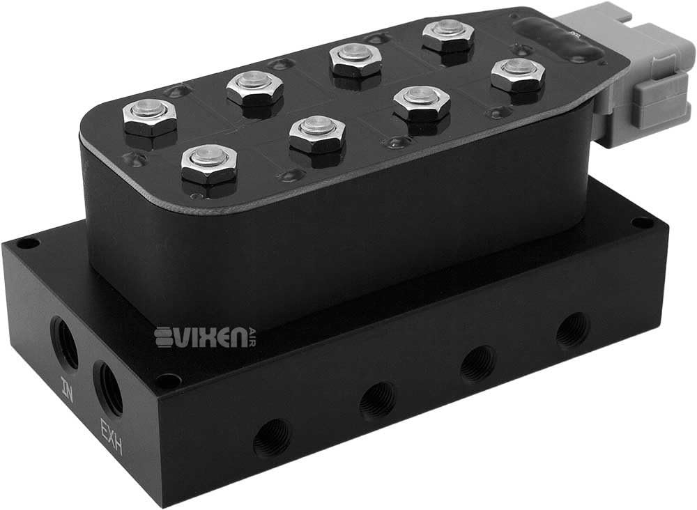 8 Valve Suspension Manifold with Two Dual Needle Black Gauges, 3/8" OD Hose 100 FT, 1/4" OD Hose 50 FT and Fittings H8548