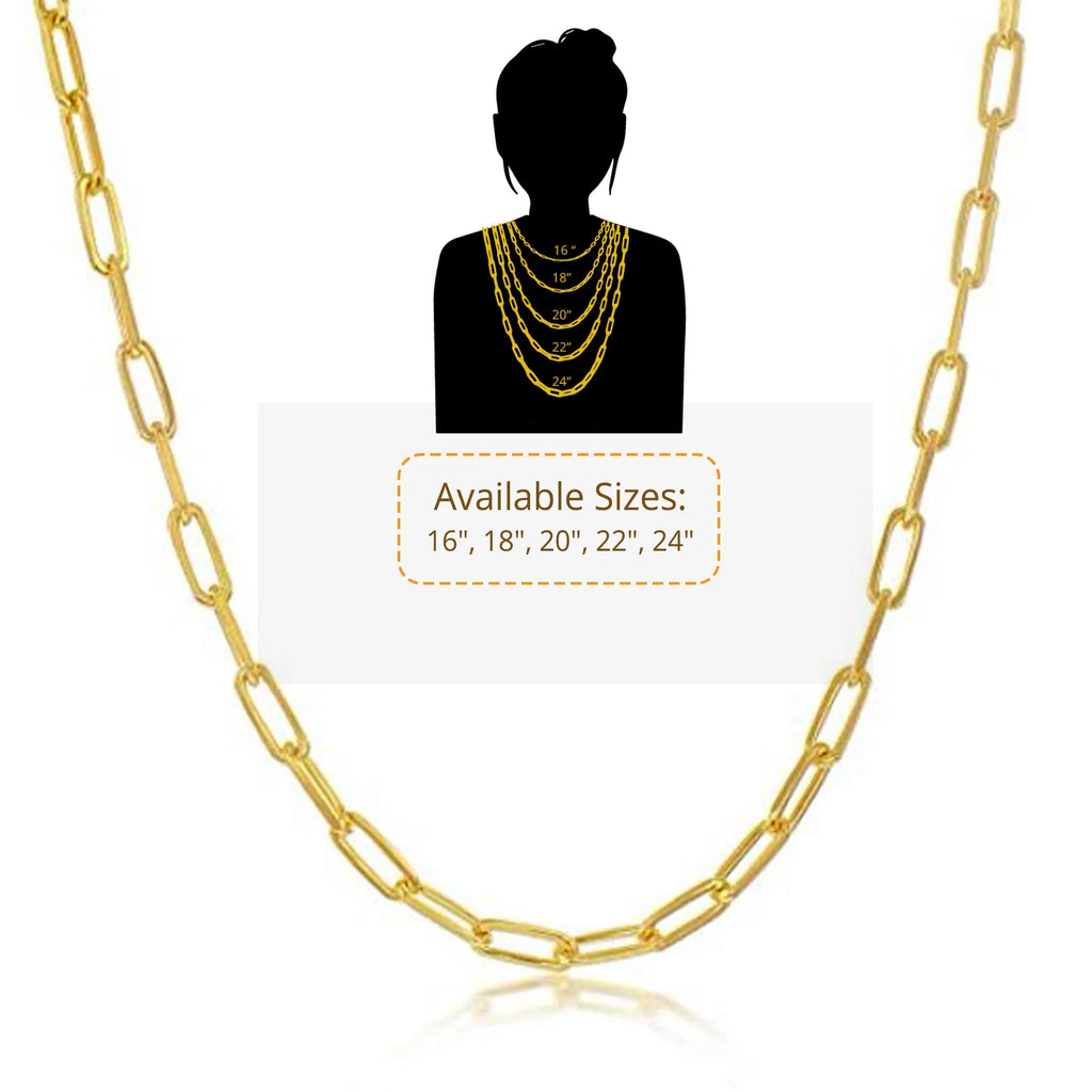 Sterling Silver Gold Plated Paperclip Chain Necklace, 1.8mm, 16.0" Y5513
