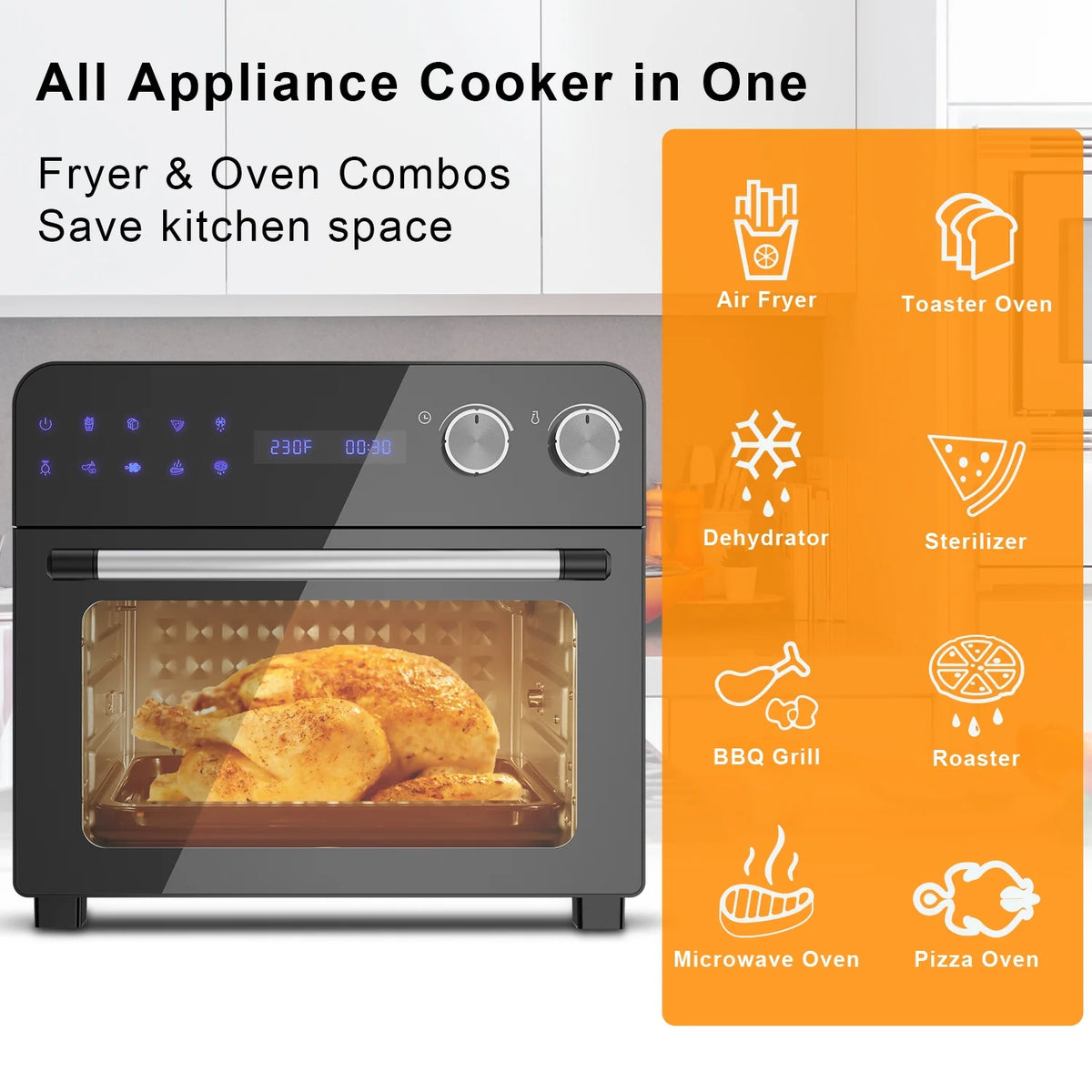 24.3 Quart Stainless Steel Air Fryer Oven with LED Touchscreen G787800