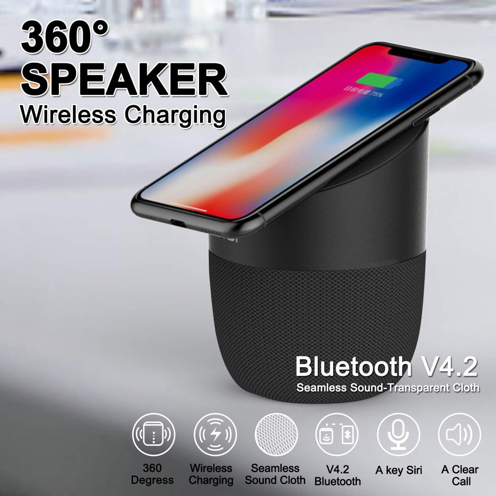 Bluetooth Speaker with Wireless Charging Station, Portable Stereo Speaker, Pack of 2 E2107