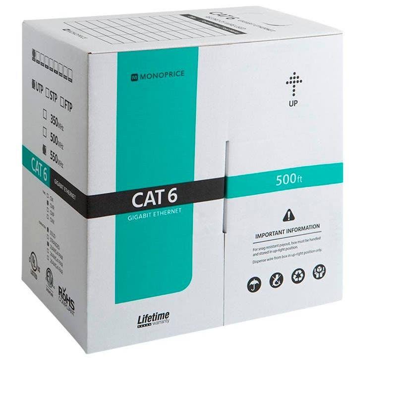 Cat6 Ethernet Bulk Cable 500ft Blue Solid UTP 23AWG H637