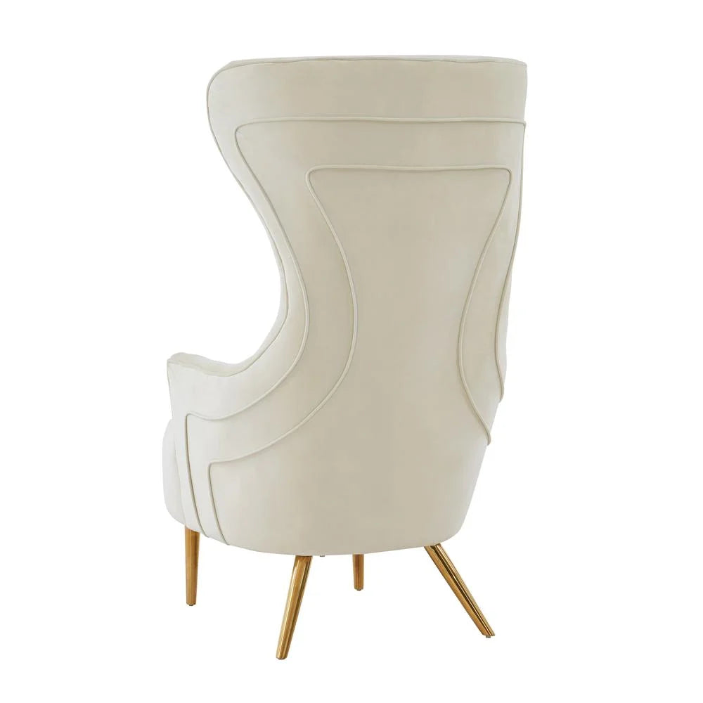 Cream Velvet Wingback Chair Z802
