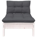 White Solid Pinewood Patio Sofa with Cushions Z23723