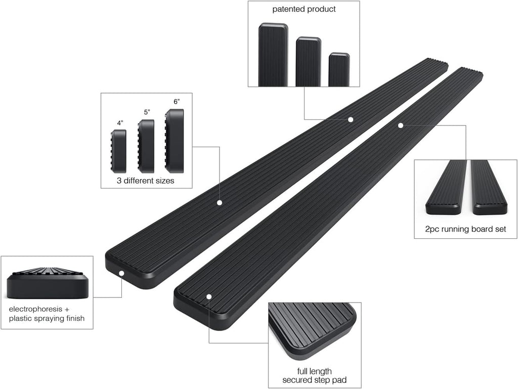 6in Black Running Boards F66563