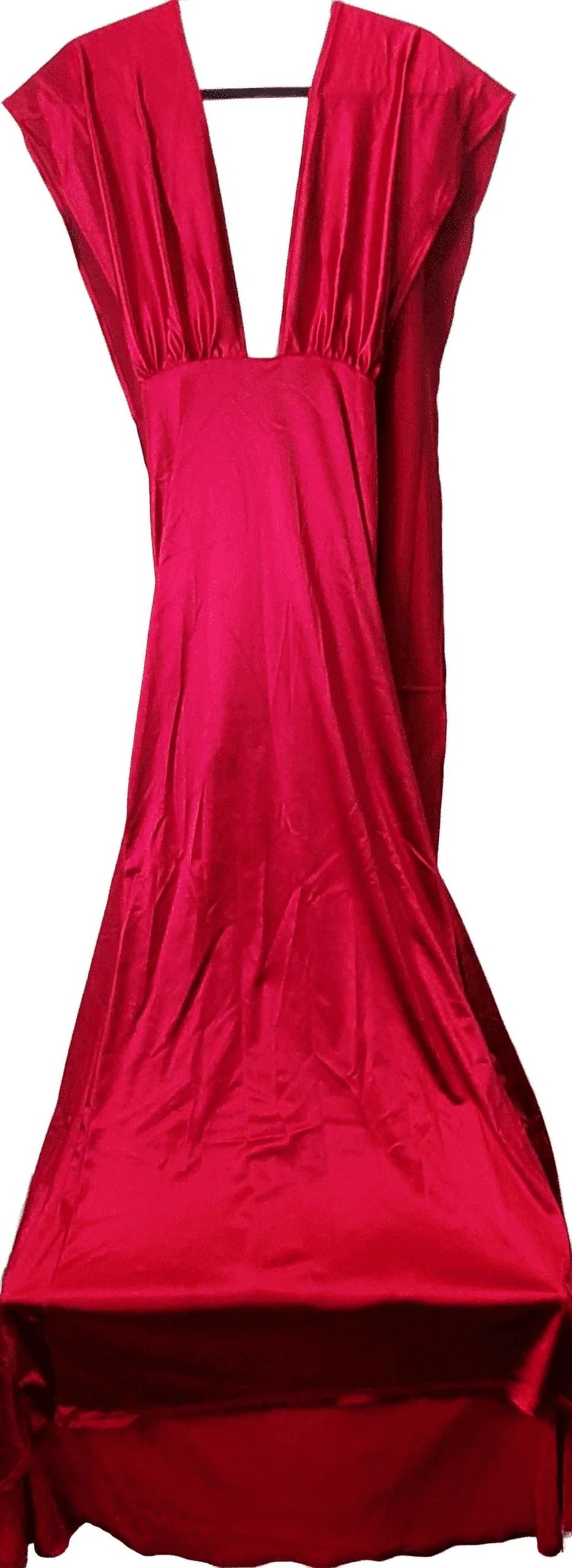 Red Medium V Neck Sleeveless Long Halter Dress P90988