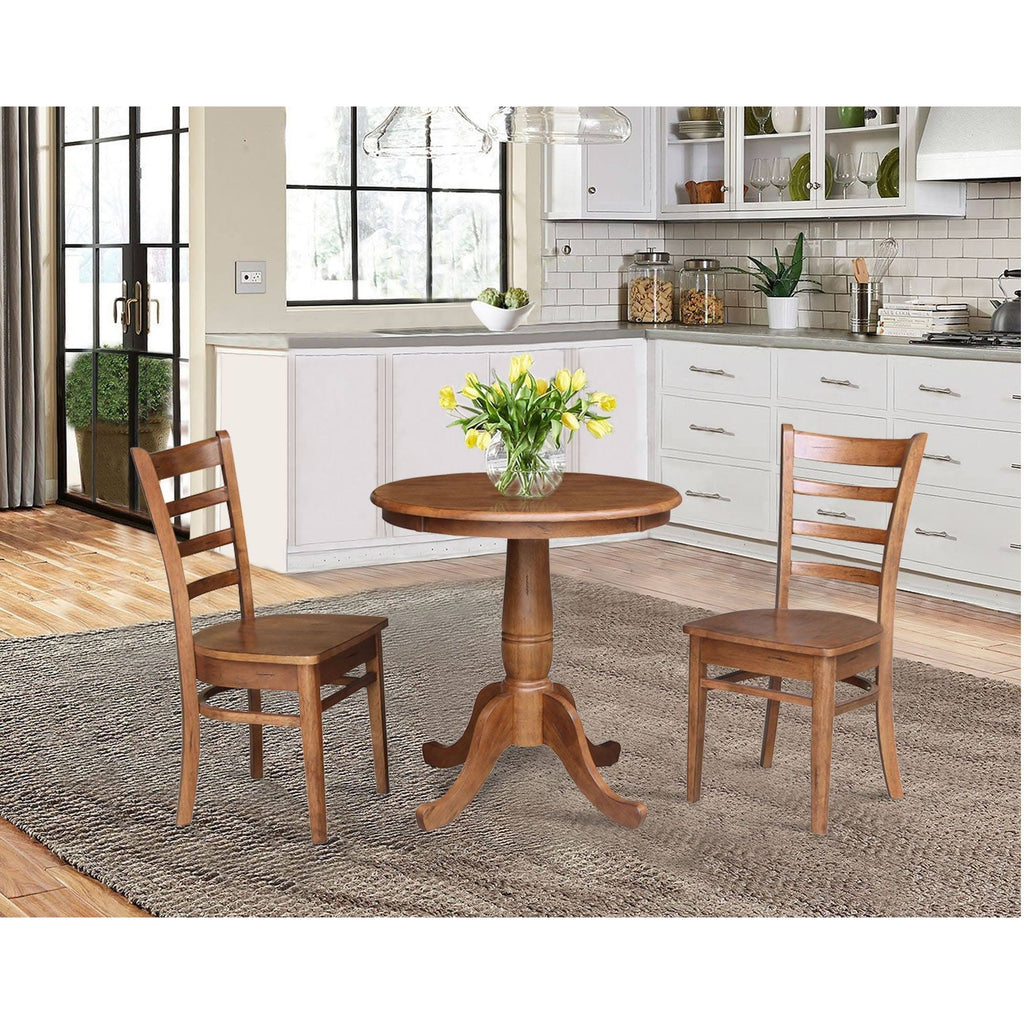 Distressed Oak 3 Piece Pedestal Table Set B19621
