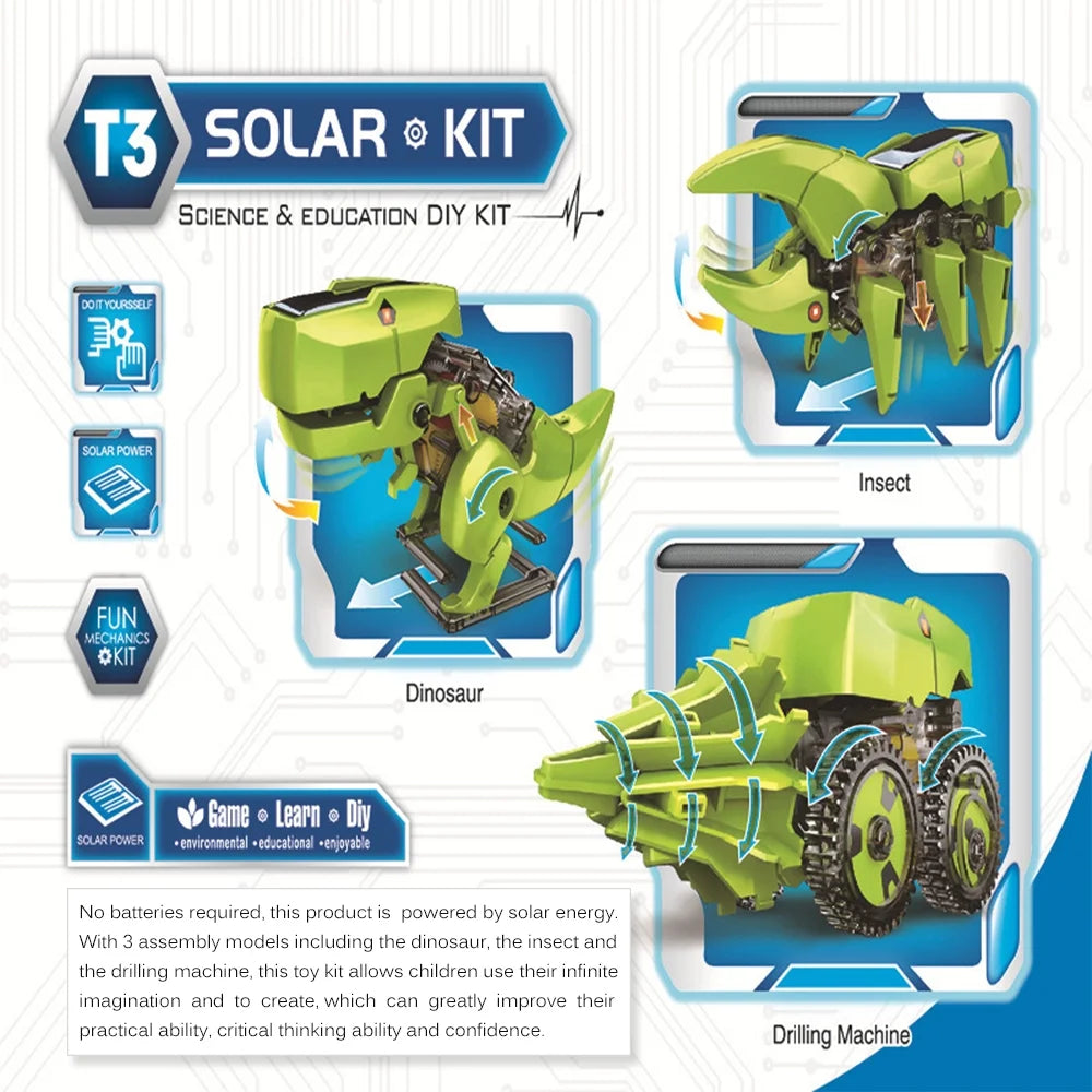 3 in 1 Solar Robot DIY STEM Science Experiment Assembly Model M670794