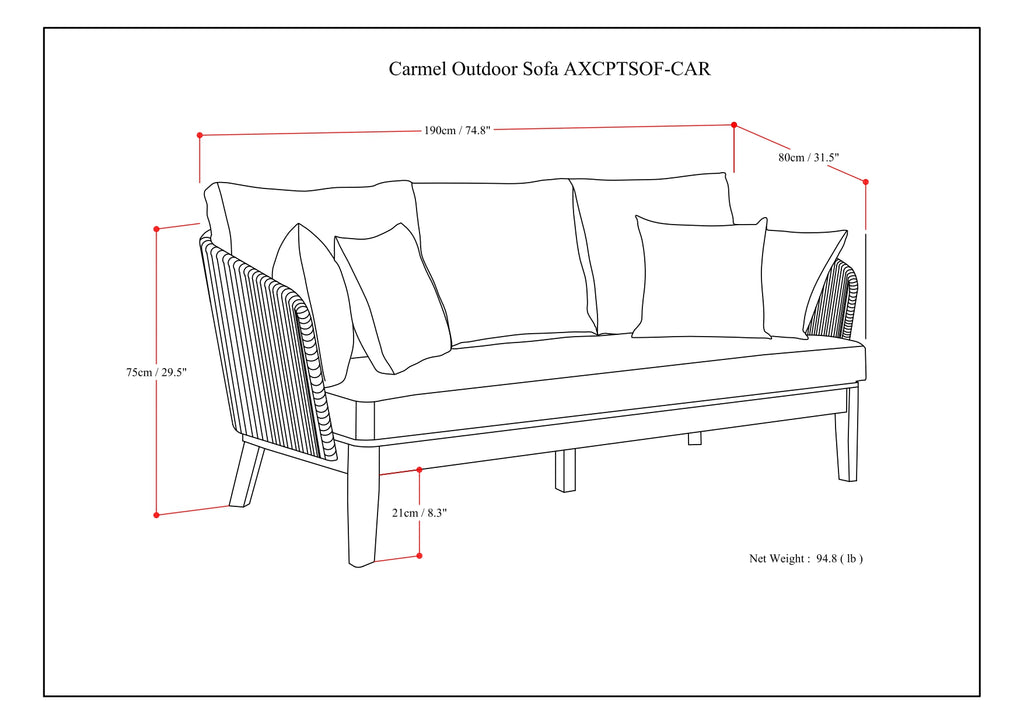 Gray Sand Drift Polyester Outdoor Sofa C851