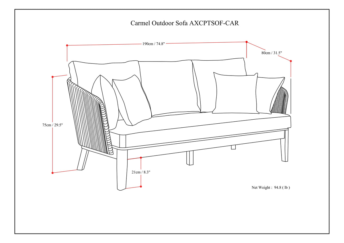 Gray Sand Drift Polyester Outdoor Sofa C851