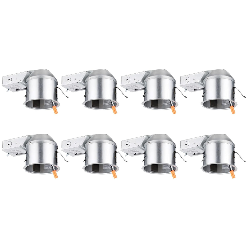 8-Pack 6 Inch LED Recessed Housing, IC Rated Air Tight, Damp Location D79378