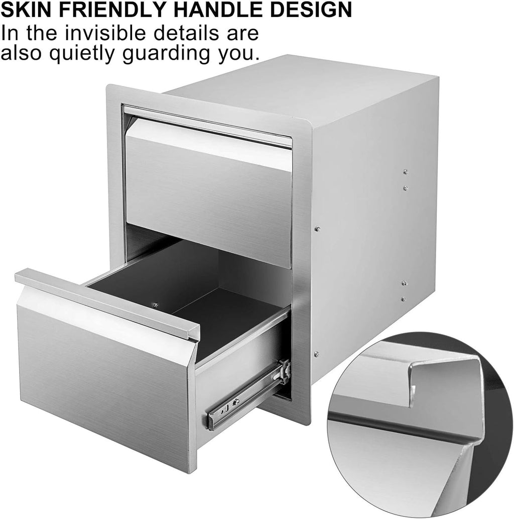 Stainless Steel Triple Access BBQ Drawers Box Frame Style Flush Mount Outdoor Kitchen Drawers B4401