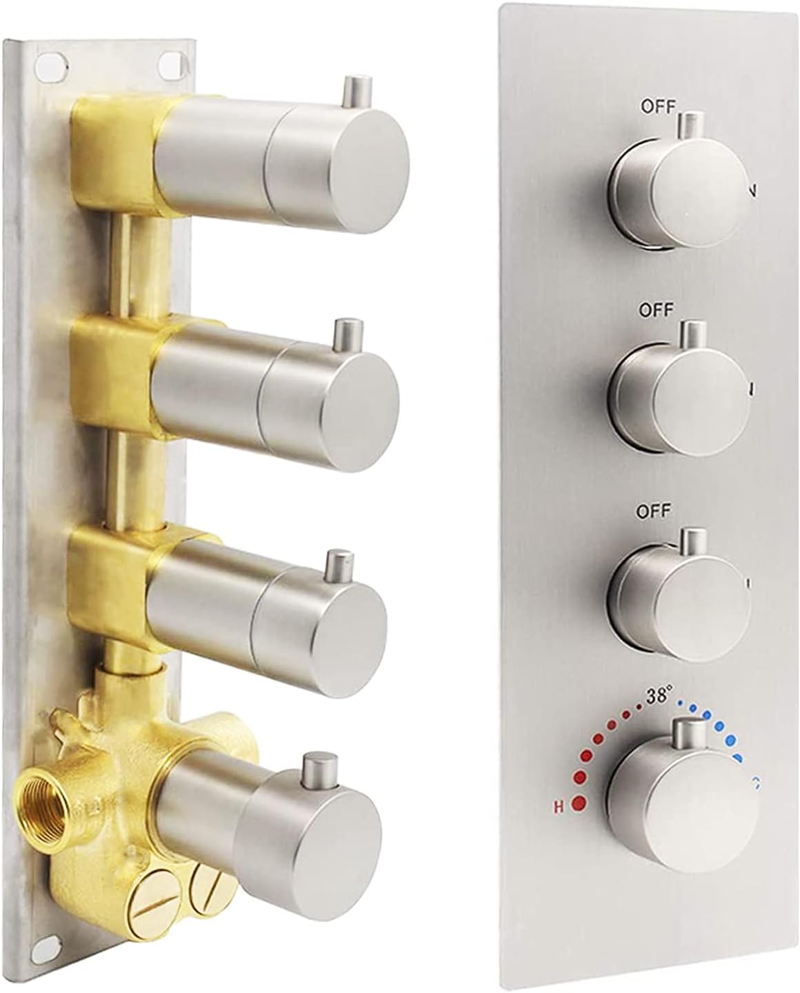4 Outlet Thermostatic Shower Diverter Mixer Valve in Chrome Y55260