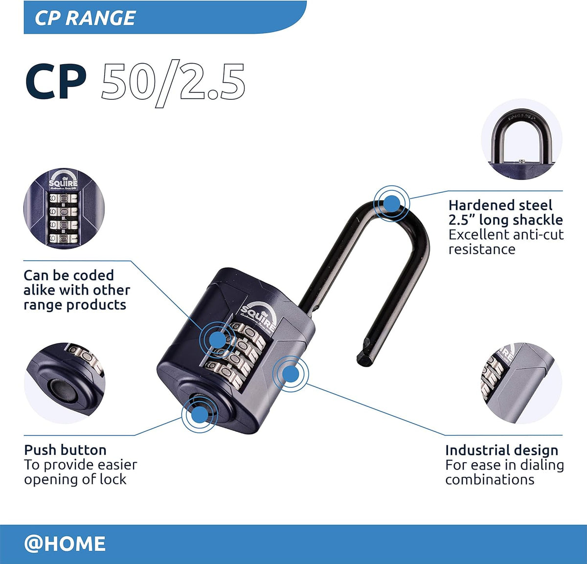 Blue 50 mm 4 Wheel Combination Padlock, Pack of 2 R32757