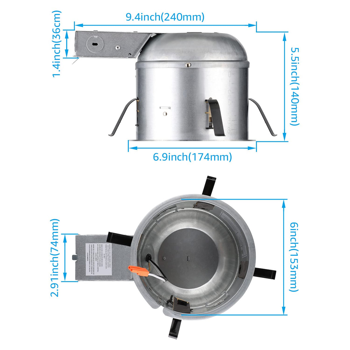 8-Pack 6 Inch LED Recessed Housing, IC Rated Air Tight, Damp Location D79378