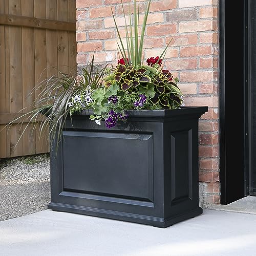 Black 36in L x 16in W x 24in H Planter with Built-in Water Reservoir D407990