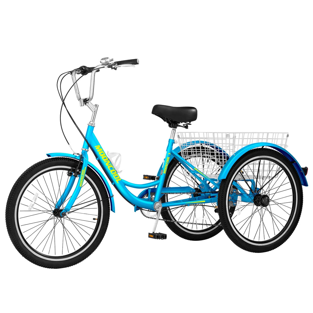 Adult Tricycles Single Speed 24 inch Three Wheel Bike Cruiser Trike with Low-Step Through Frame Large Basket V941769